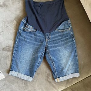Indigo blue maternity shorts